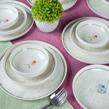 Jídelní sada 18 ks zelená/porcelán