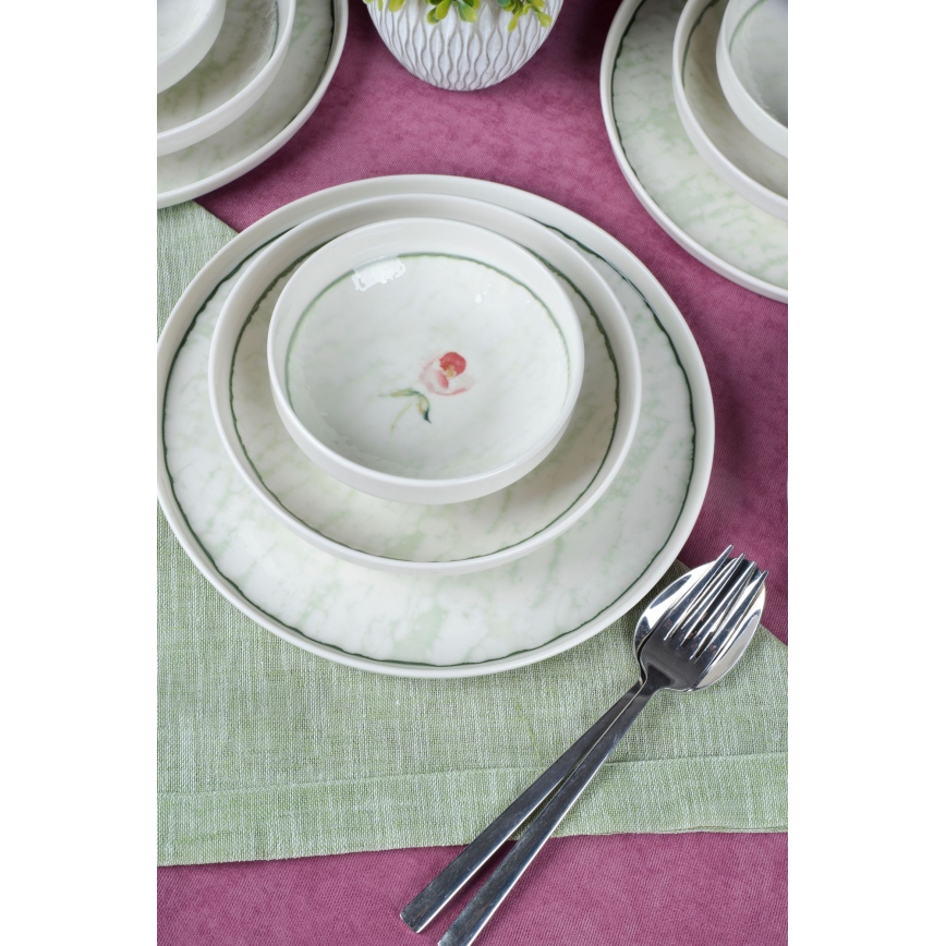 Jídelní sada 18 ks zelená/porcelán
