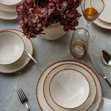 Jídelní sada 24 ks béžová/hnědá/porcelán