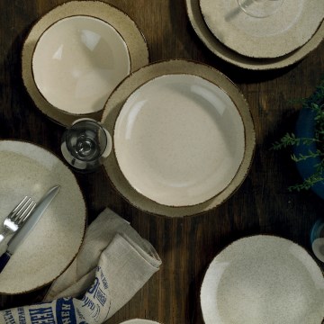 Jídelní sada 24 ks béžová/porcelán