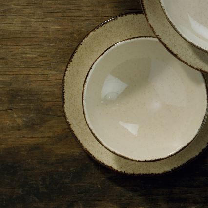 Jídelní sada 24 ks béžová/porcelán