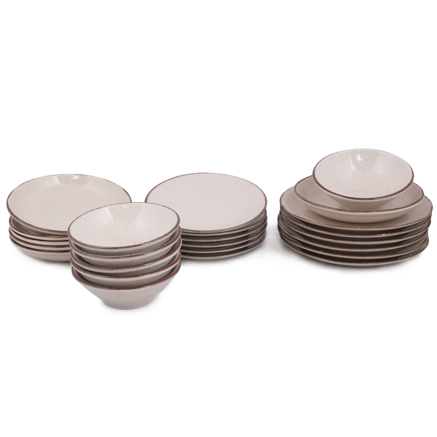 Jídelní sada 24 ks béžová/porcelán