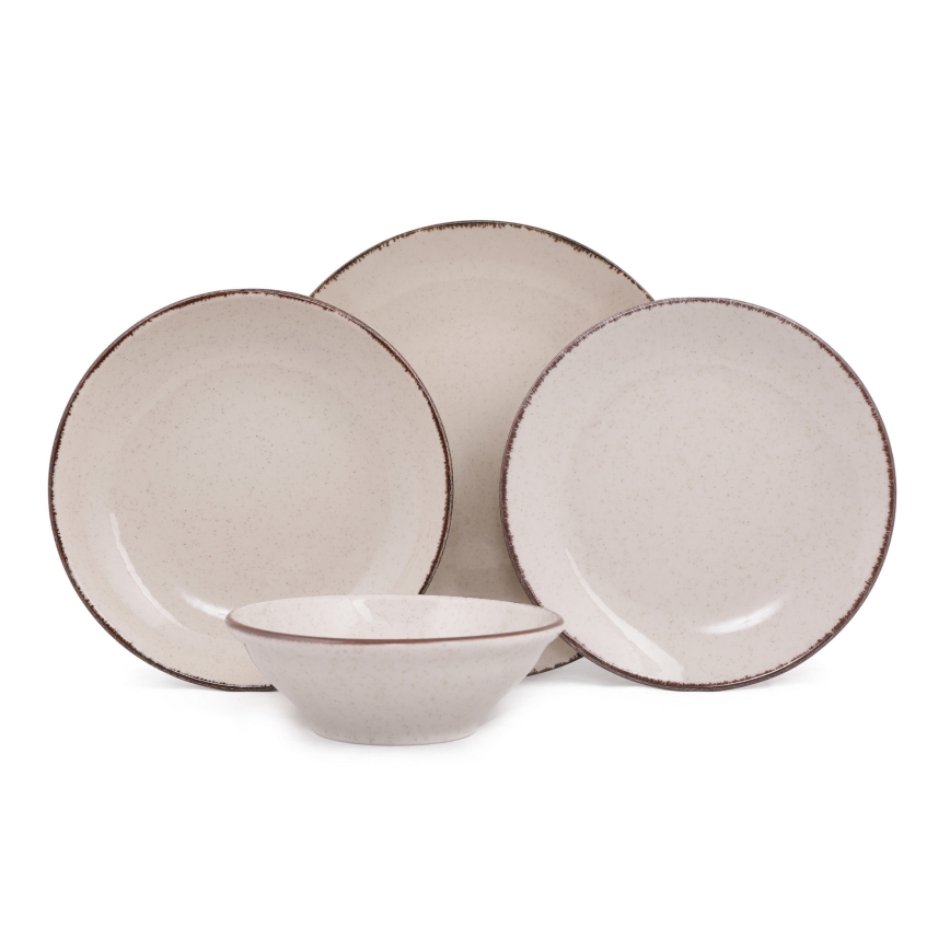 Jídelní sada 24 ks béžová/porcelán