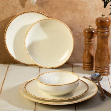 Jídelní sada 24 ks bílá/béžová/porcelán