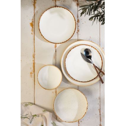 Jídelní sada 24 ks bílá/béžová/porcelán