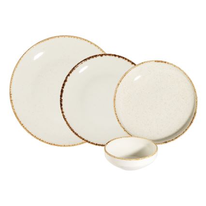 Jídelní sada 24 ks bílá/béžová/porcelán