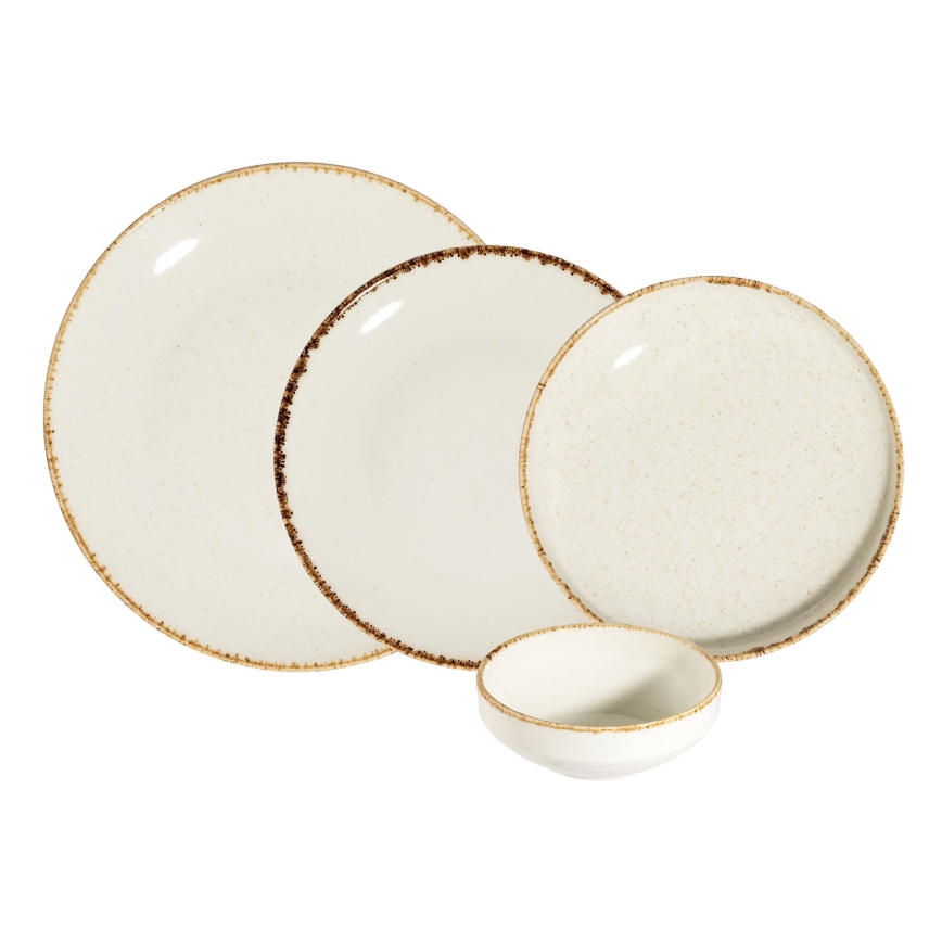 Jídelní sada 24 ks bílá/béžová/porcelán