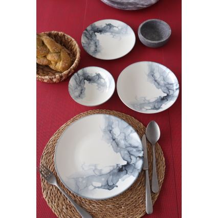 Jídelní sada 24 ks bílá/černá/porcelán