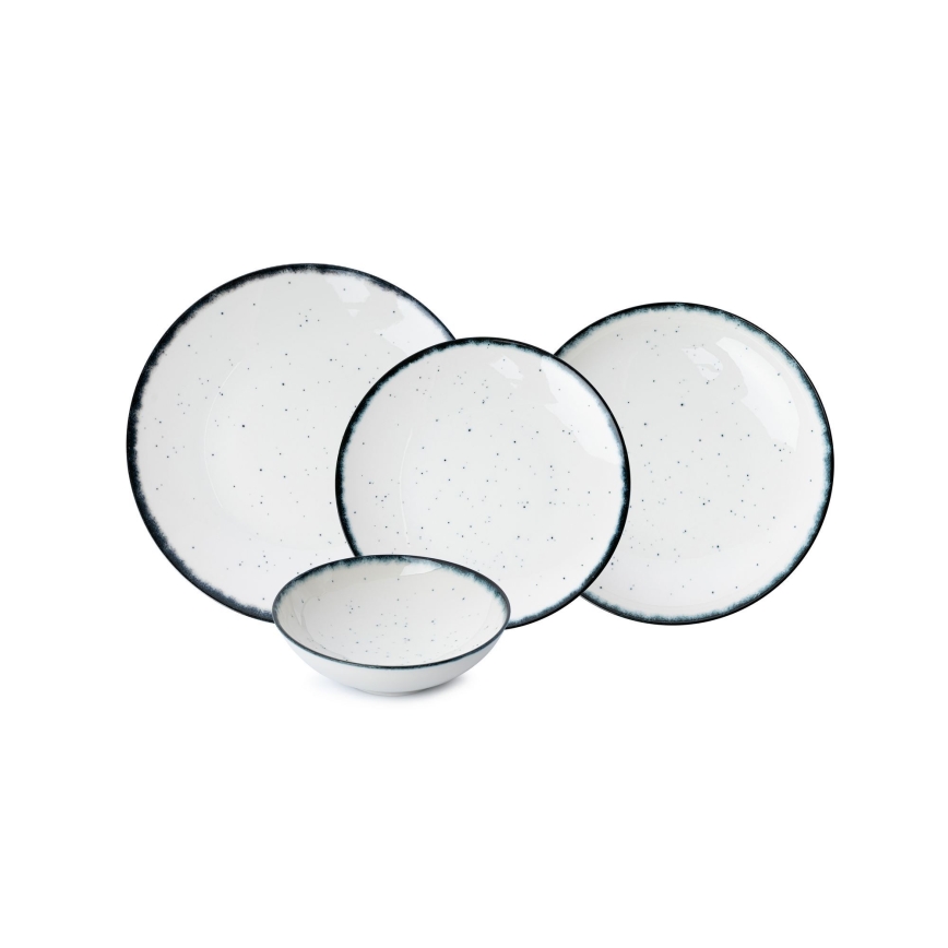 Jídelní sada 24 ks bílá/černá/porcelán