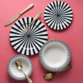 Jídelní sada 24 ks bílá/černá/porcelán