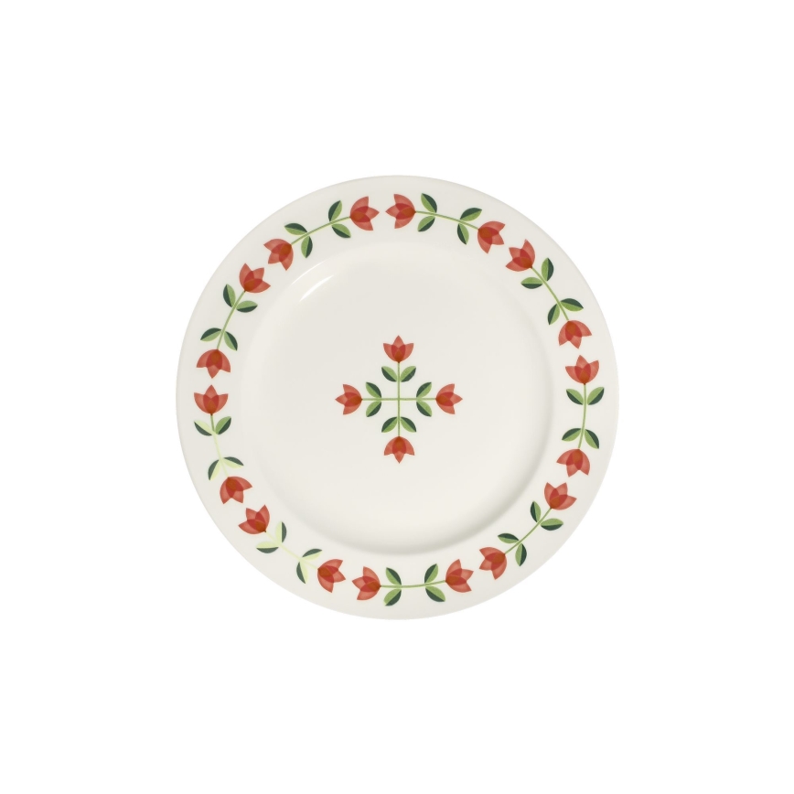 Jídelní sada 24 ks bílá/červená/zelená/porcelán