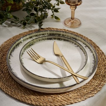 Jídelní sada 24 ks bílá/hnědá/porcelán