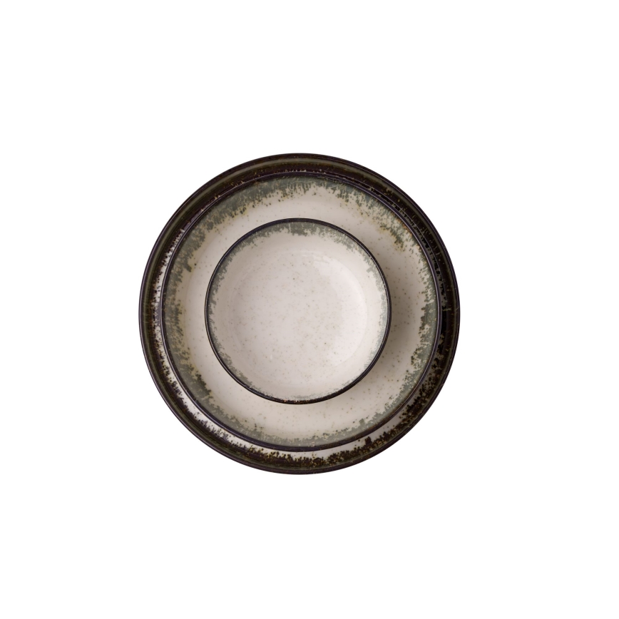 Jídelní sada 24 ks bílá/hnědá/porcelán