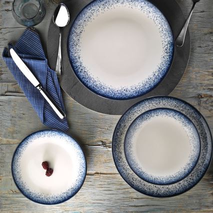 Jídelní sada 24 ks bílá/modrá/porcelán