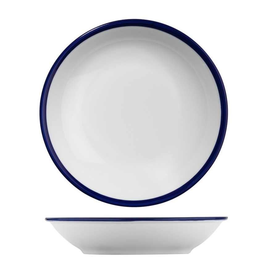 Jídelní sada 24 ks bílá/modrá/porcelán