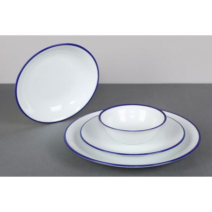 Jídelní sada 24 ks bílá/modrá/porcelán