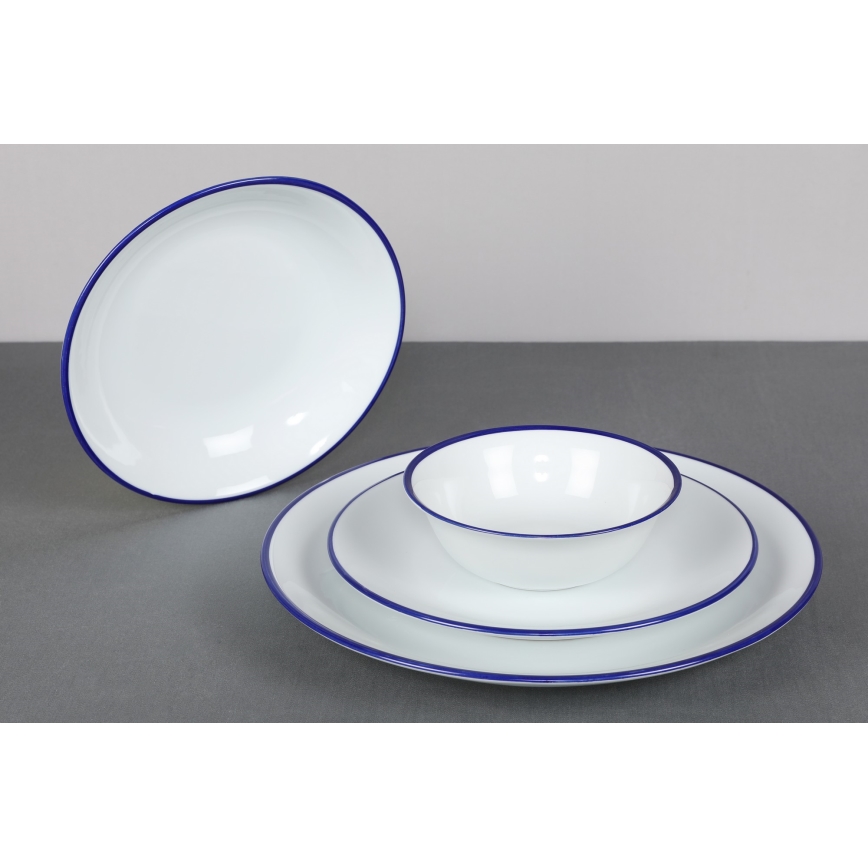 Jídelní sada 24 ks bílá/modrá/porcelán
