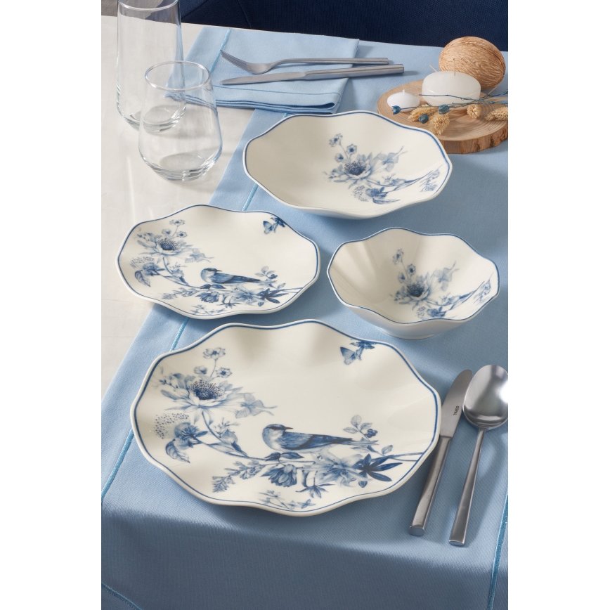 Jídelní sada 24 ks bílá/modrá/porcelán