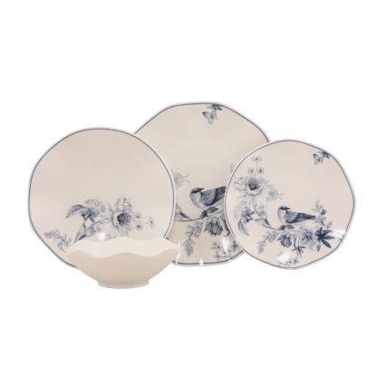 Jídelní sada 24 ks bílá/modrá/porcelán
