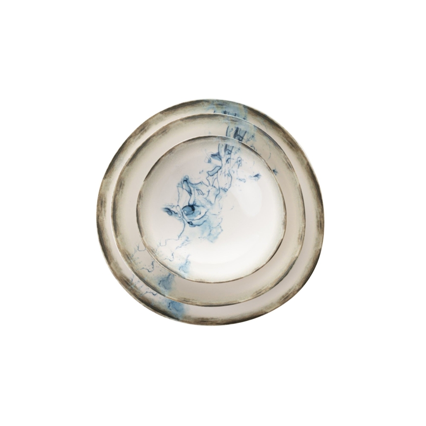 Jídelní sada 24 ks bílá/modrá/porcelán
