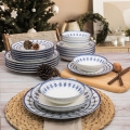 Jídelní sada 24 ks bílá/modrá/porcelán