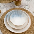 Jídelní sada 24 ks bílá/modrá/porcelán