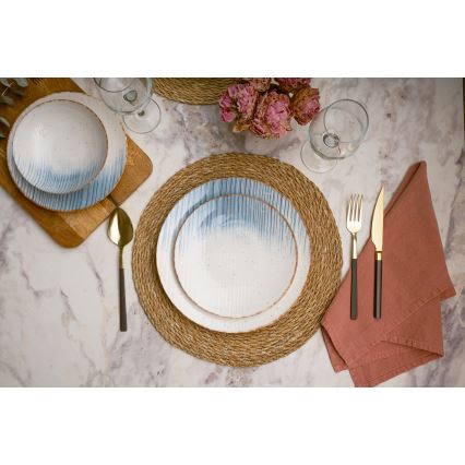 Jídelní sada 24 ks bílá/modrá/porcelán