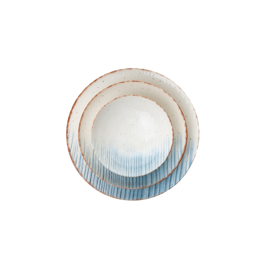 Jídelní sada 24 ks bílá/modrá/porcelán