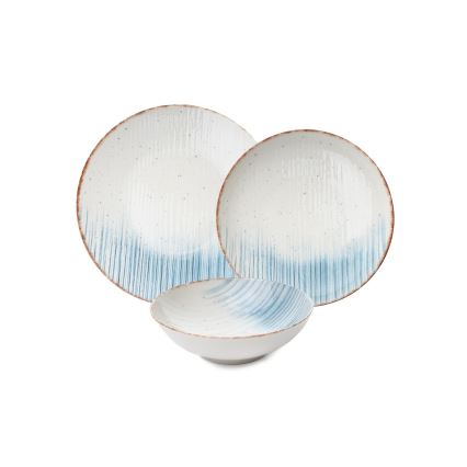 Jídelní sada 24 ks bílá/modrá/porcelán