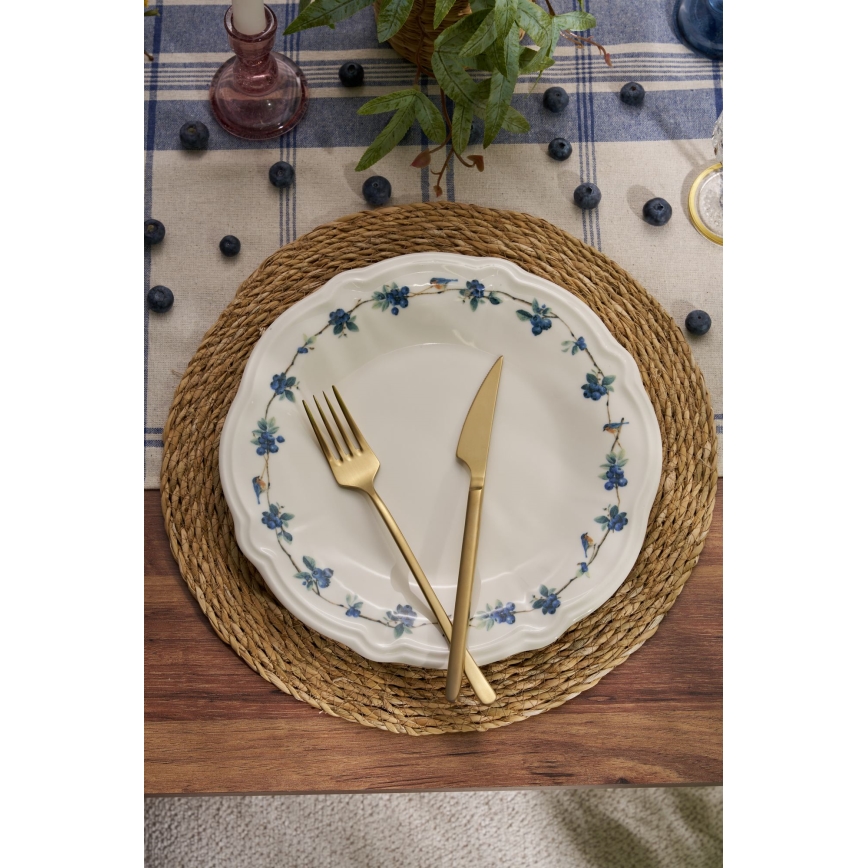 Jídelní sada 24 ks bílá/modrá/porcelán