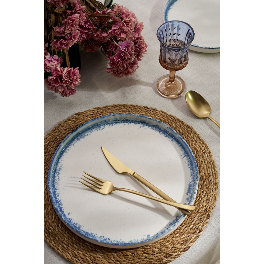 Jídelní sada 24 ks bílá/modrá/porcelán