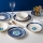 Jídelní sada 24 ks bílá/modrá/zlatá/porcelán