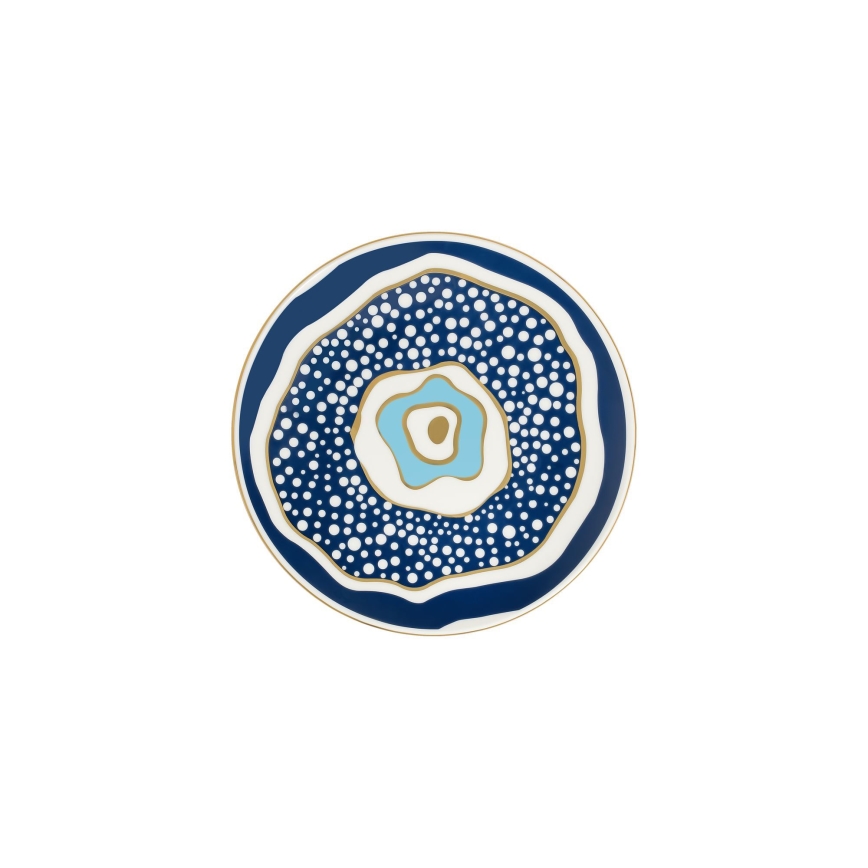 Jídelní sada 24 ks bílá/modrá/zlatá/porcelán