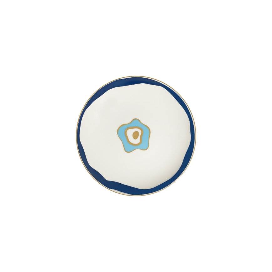 Jídelní sada 24 ks bílá/modrá/zlatá/porcelán