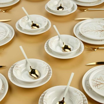 Jídelní sada 24 ks bílá/oranžová/keramika