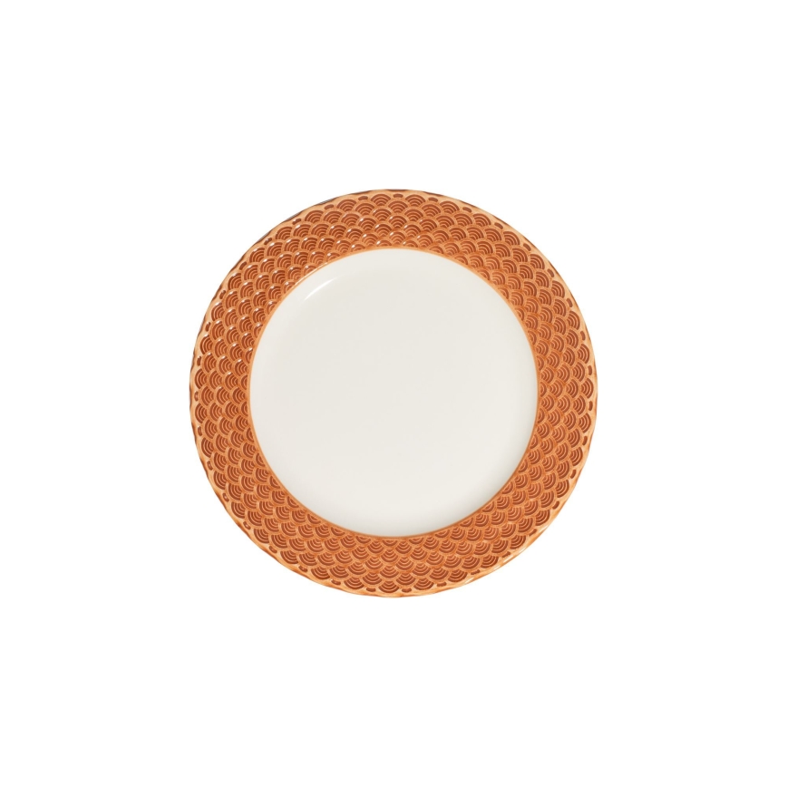 Jídelní sada 24 ks bílá/oranžová/porcelán