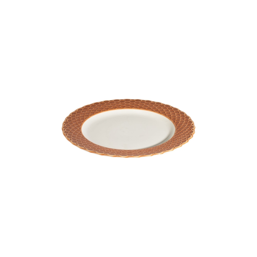 Jídelní sada 24 ks bílá/oranžová/porcelán