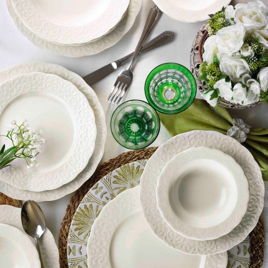 Jídelní sada 24 ks bílá/porcelán