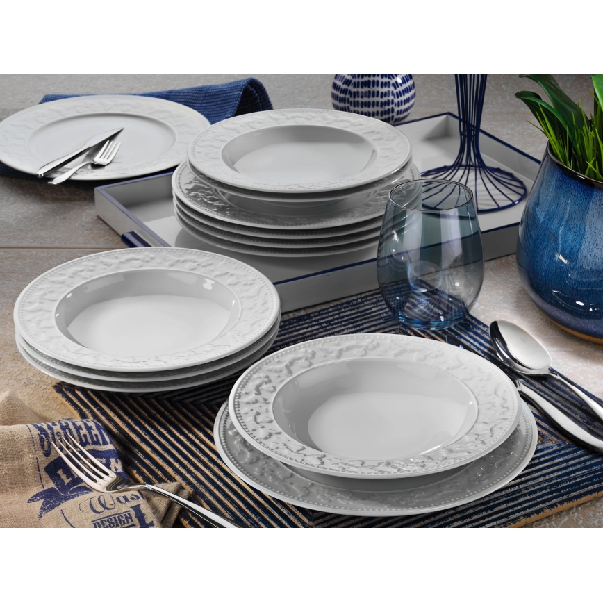 Jídelní sada 24 ks bílá/porcelán