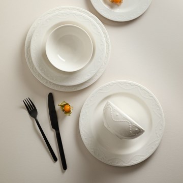 Jídelní sada 24 ks bílá/porcelán