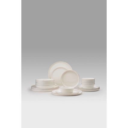 Jídelní sada 24 ks bílá/stříbrná/porcelán
