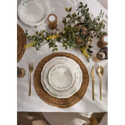 Jídelní sada 24 ks bílá/zelená/porcelán