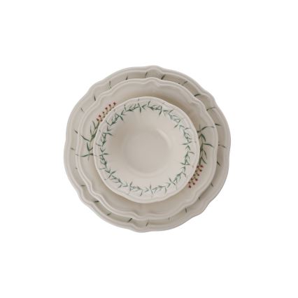 Jídelní sada 24 ks bílá/zelená/porcelán