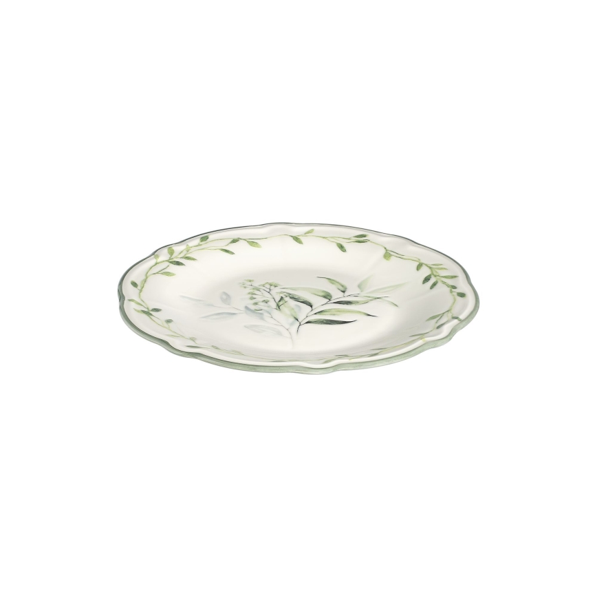 Jídelní sada 24 ks bílá/zelená/porcelán