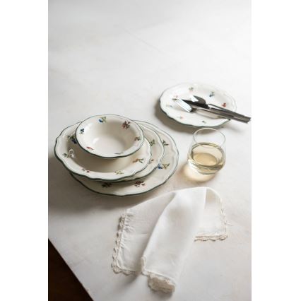 Jídelní sada 24 ks bílá/zelená/porcelán
