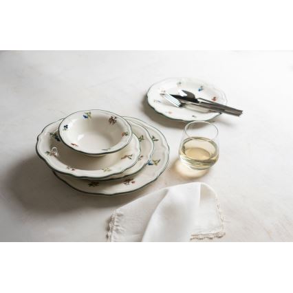 Jídelní sada 24 ks bílá/zelená/porcelán