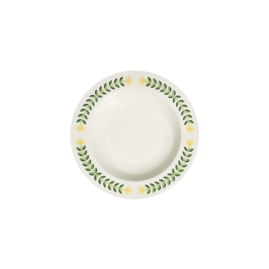 Jídelní sada 24 ks bílá/zelená/žlutá/porcelán