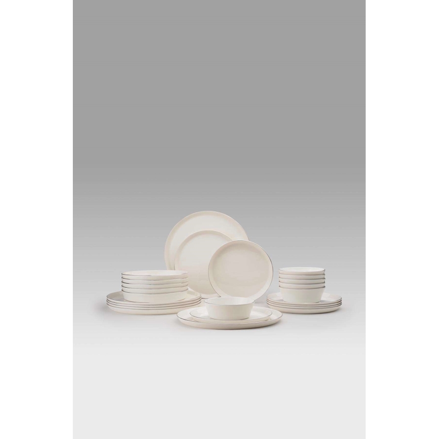 Jídelní sada 24 ks bílá/zlatá/porcelán
