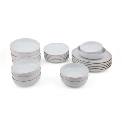 Jídelní sada 24 ks bílá/zlatá/porcelán