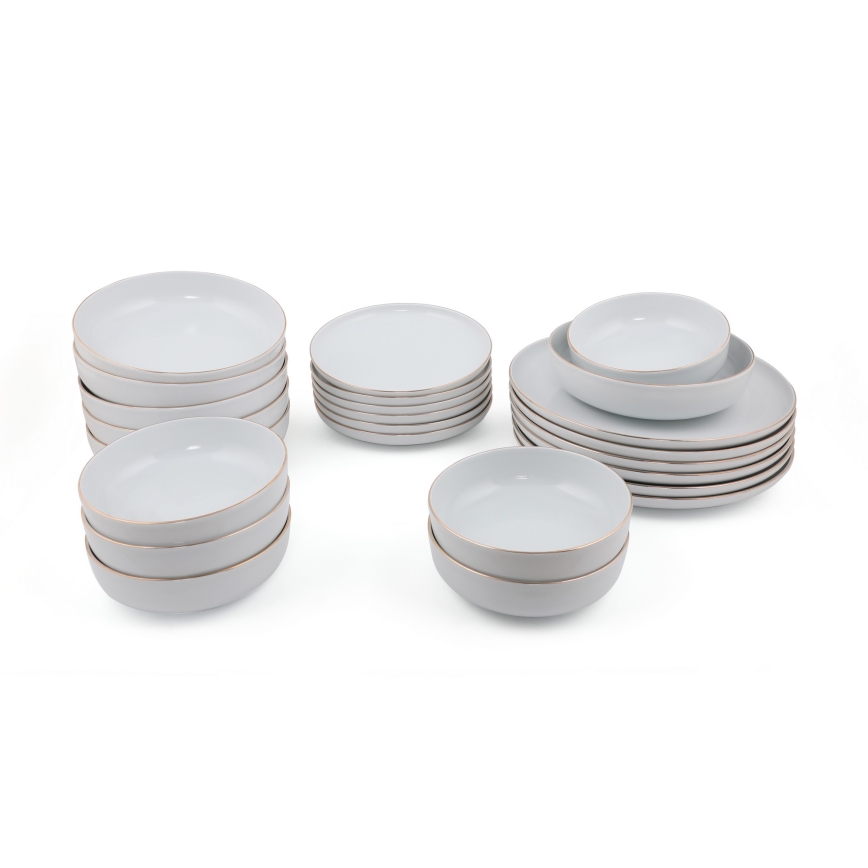 Jídelní sada 24 ks bílá/zlatá/porcelán
